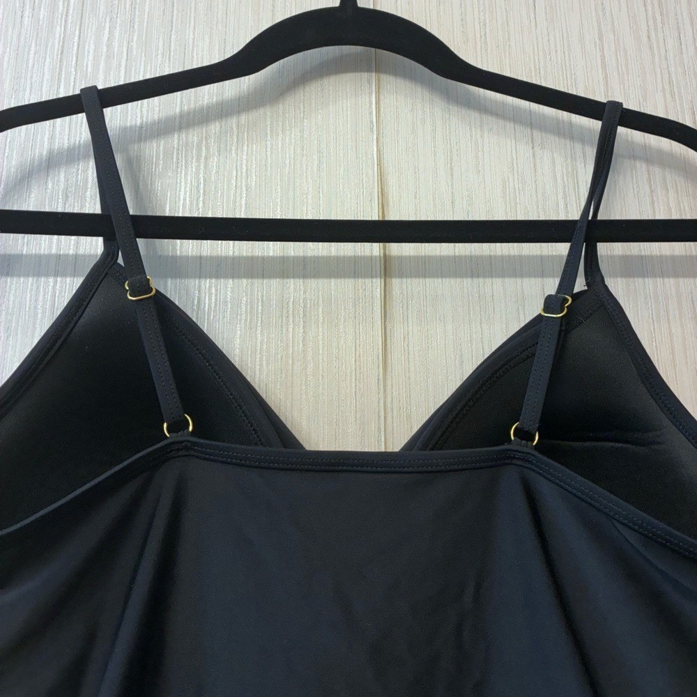 NWT Hilr Classic Black Tummy Control‎ SwimSuit Flattering Ruched V-Neck Size 14 - Picture 3 of 7